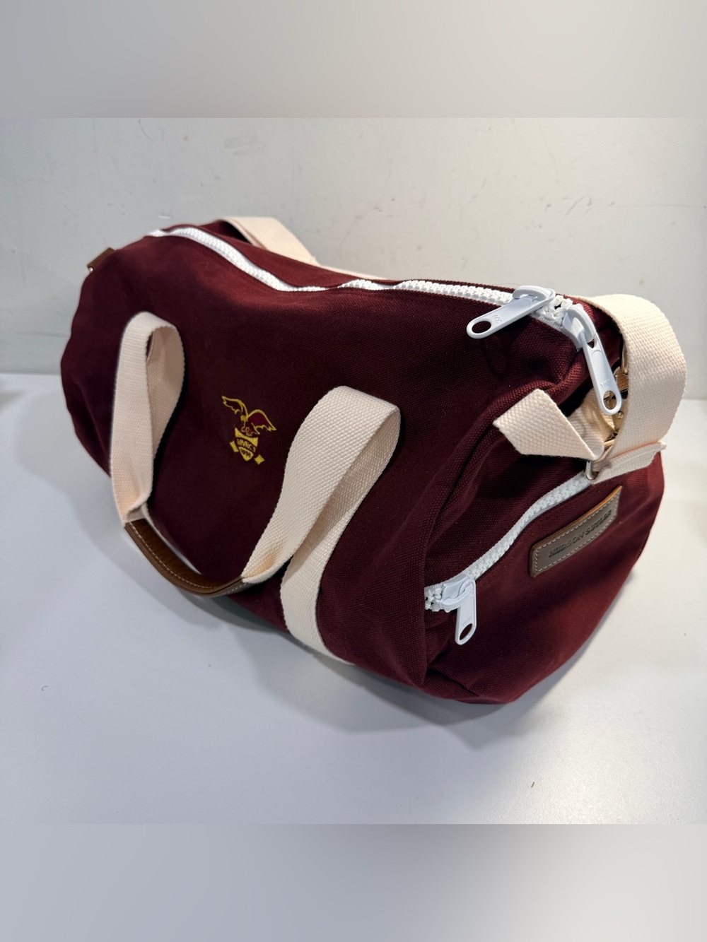 Hudson Sutler Canvas Duffel Bag MVRCS 1998 Classic Burgundy Khaki Weekender